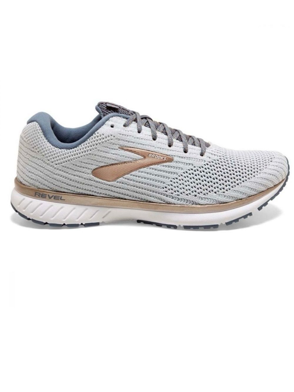 Brooks 8.5 Revel 3 Light Green Rose Gold Metallic Running Sneakers